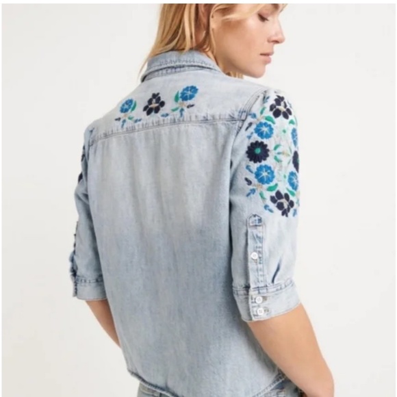 Lucky Brand Embroidered Denim Shirt Size S - Picture 3 of 16